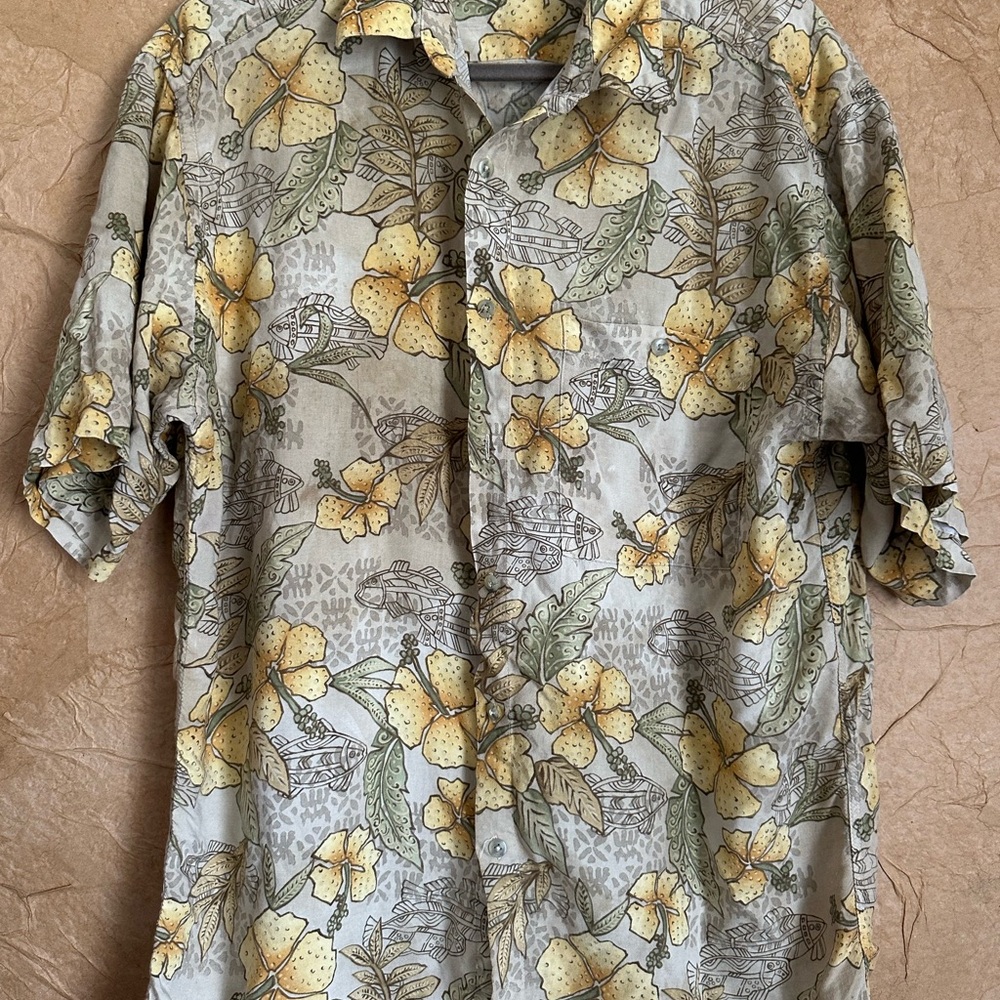Men's Short-Sleeve Floral Button-Up Shirt — Yellow Floral